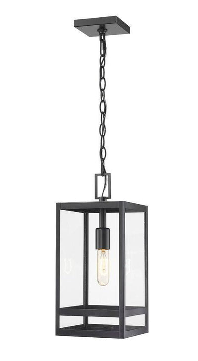 Black with Clear Glass Shade Outdoor Pendant - LV LIGHTING