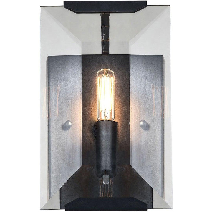 Steel Frame with Clear Rectangular Crystal Panel Wall Sconce - LV LIGHTING