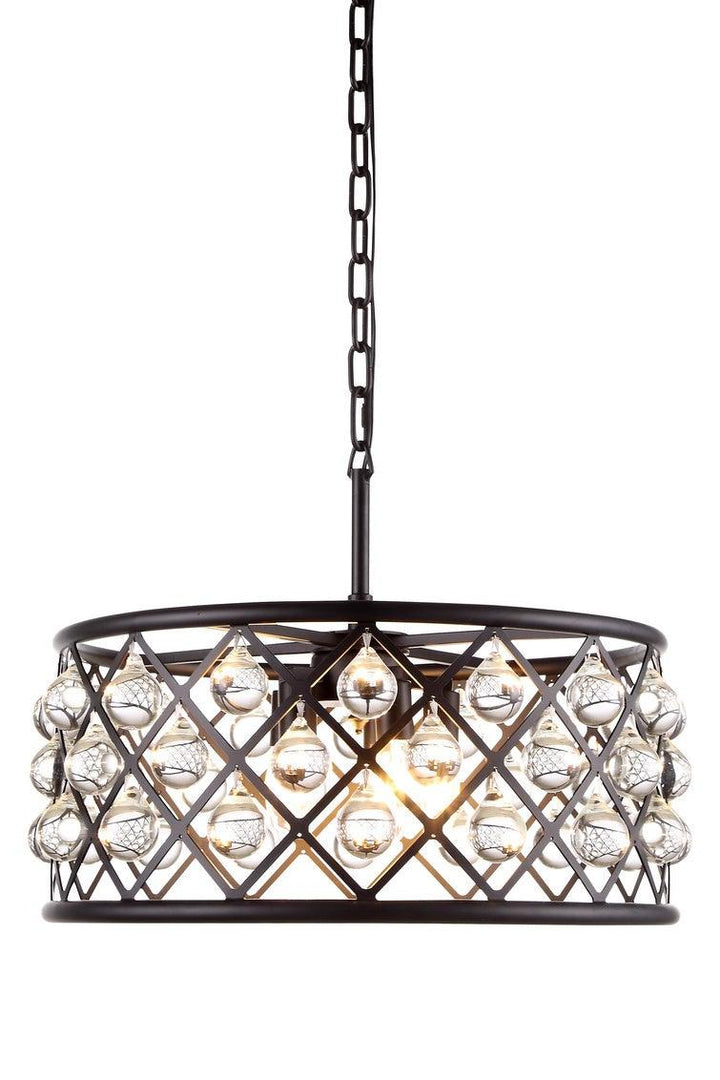 Steel with Crystal Drop Drum Shade Chandelier - LV LIGHTING