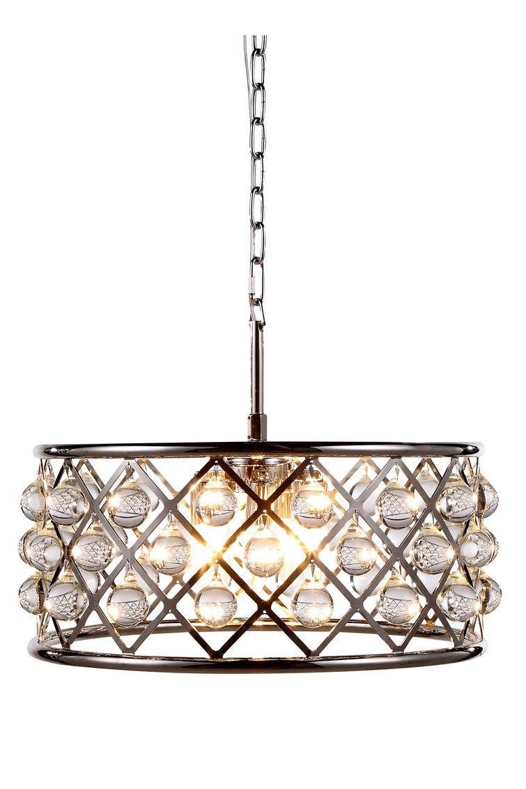 Steel with Crystal Drop Drum Shade Chandelier - LV LIGHTING