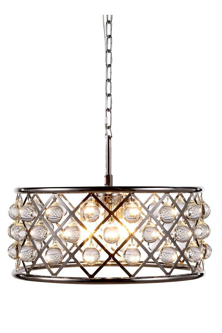 Steel with Crystal Drop Drum Shade Chandelier - LV LIGHTING