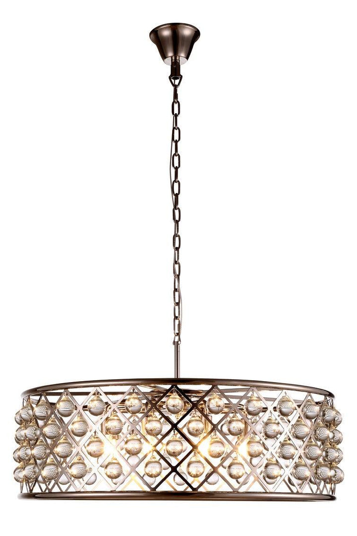 Steel with Crystal Drop Drum Shade Chandelier - LV LIGHTING