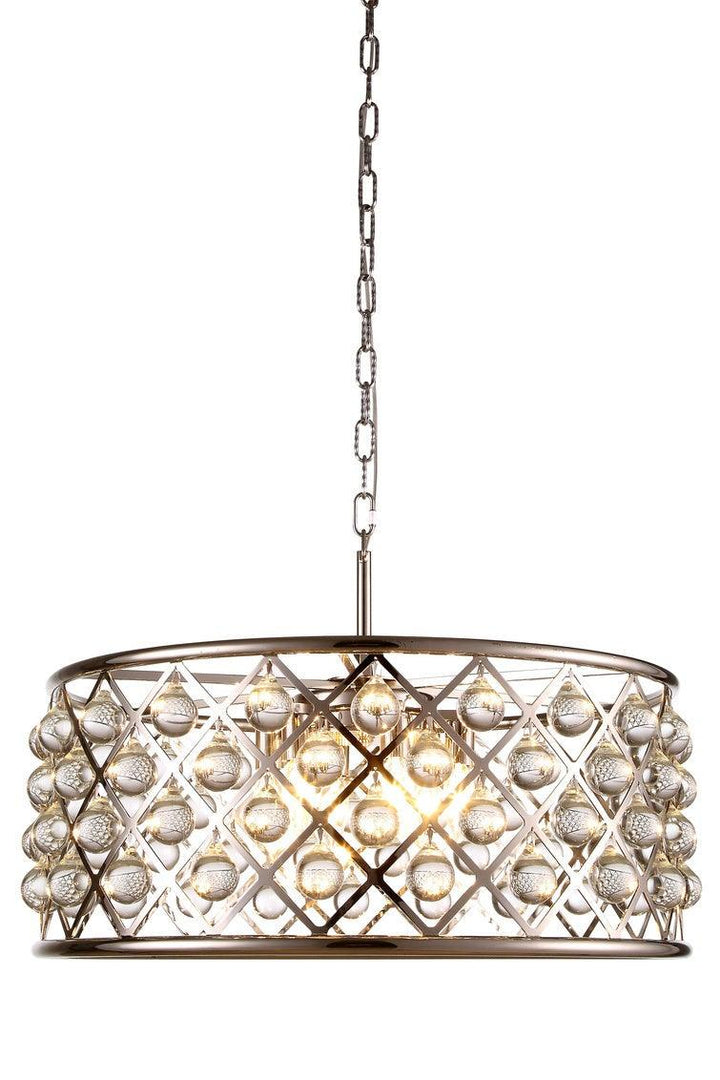 Steel with Crystal Drop Drum Shade Chandelier - LV LIGHTING