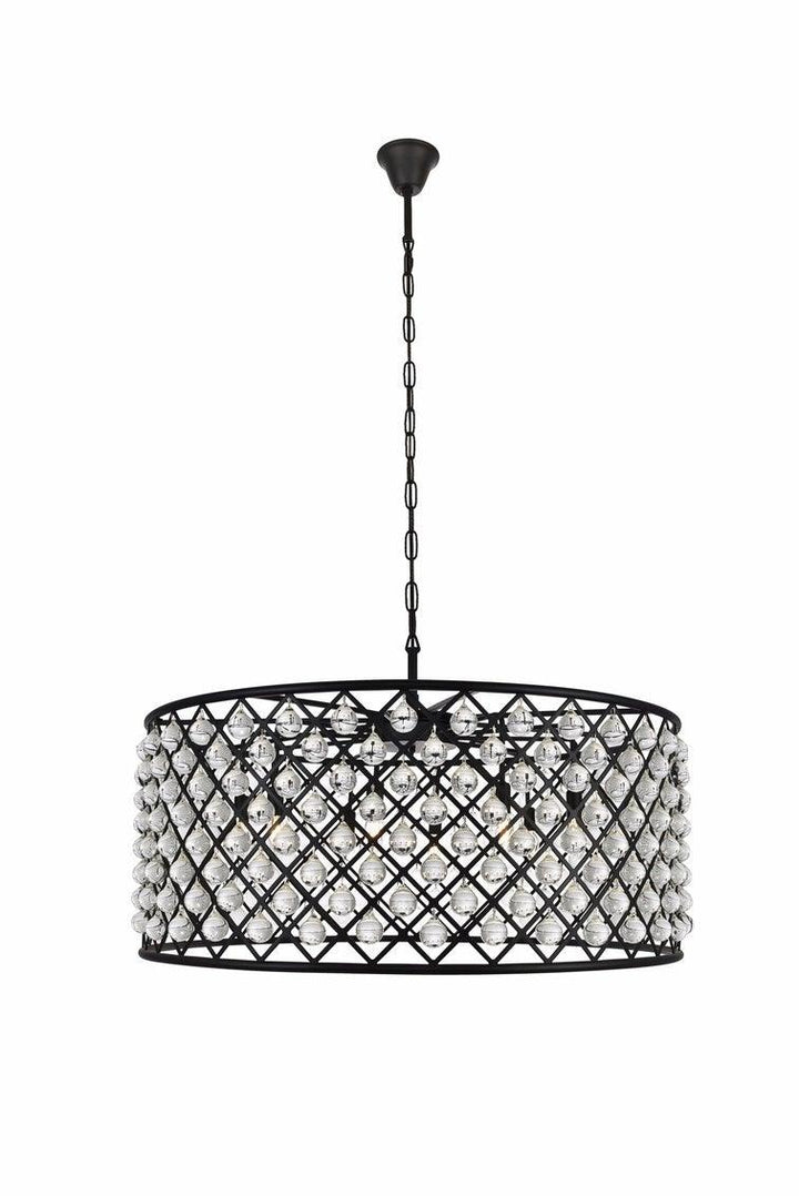Steel with Crystal Drop Drum Shade Chandelier - LV LIGHTING