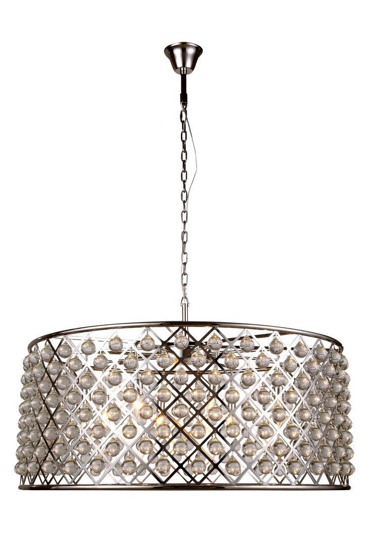 Steel with Crystal Drop Drum Shade Chandelier - LV LIGHTING