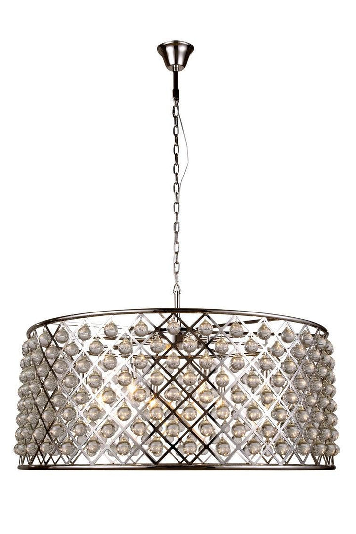 Steel with Crystal Drop Drum Shade Chandelier - LV LIGHTING
