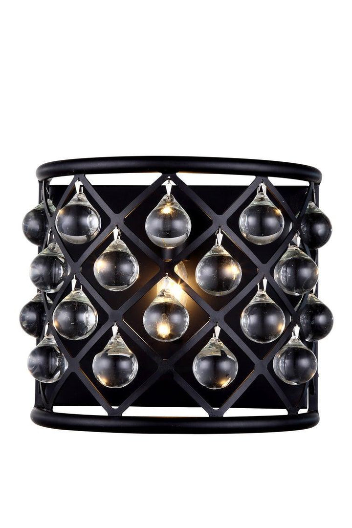 Steel Frame with Clear Crystal Drop Wall Sconce - LV LIGHTING