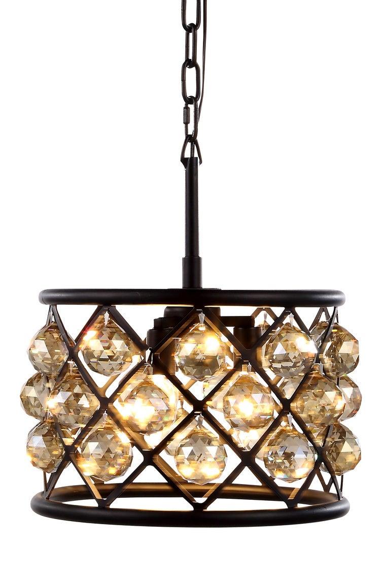 Steel with Clear Crystal Drop Drum Shade Pendant / Chandelier - LV LIGHTING