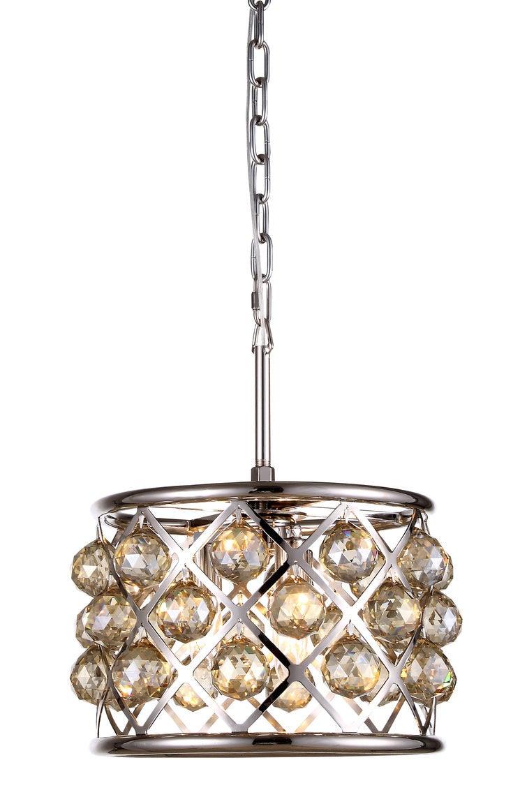 Steel with Clear Crystal Drop Drum Shade Pendant / Chandelier - LV LIGHTING