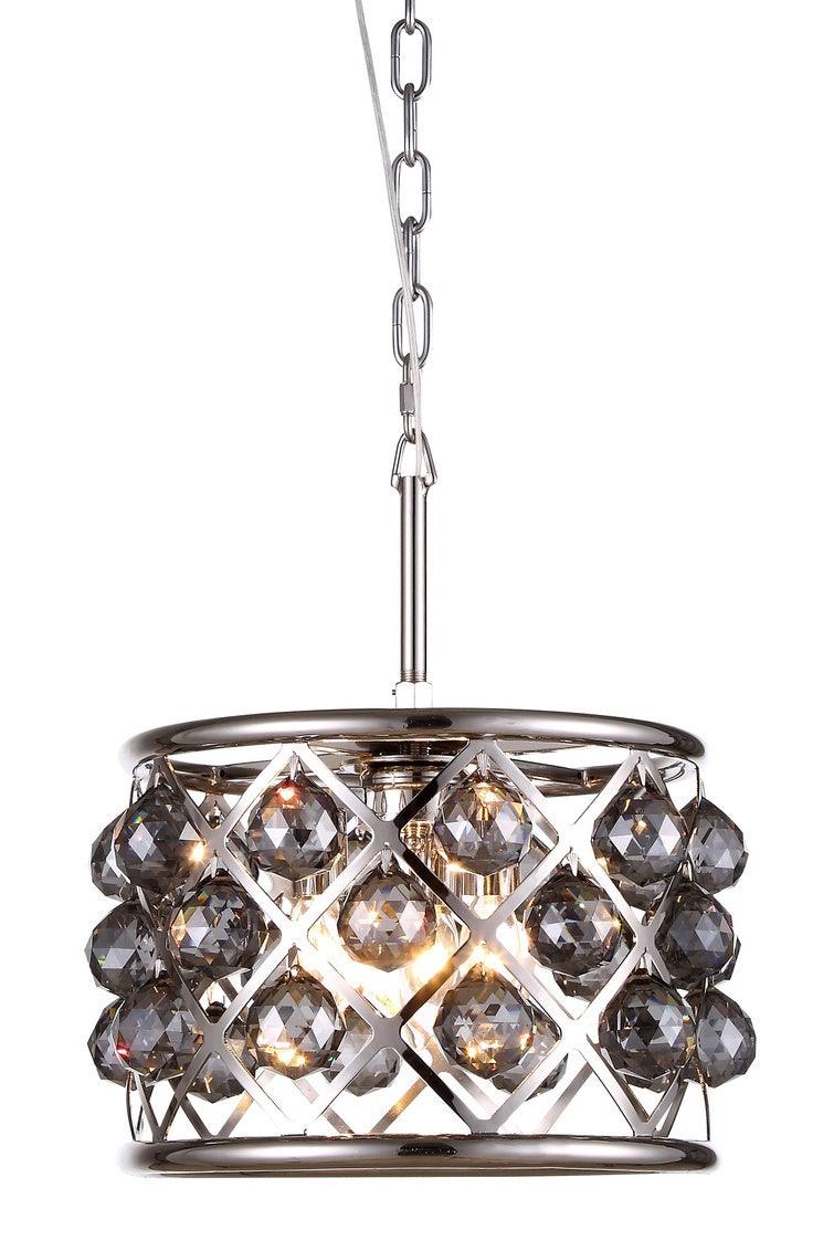 Steel with Clear Crystal Drop Drum Shade Pendant / Chandelier - LV LIGHTING