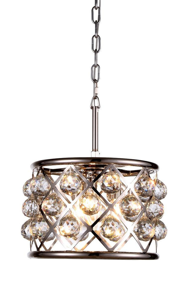 Steel with Clear Crystal Drop Drum Shade Pendant / Chandelier - LV LIGHTING