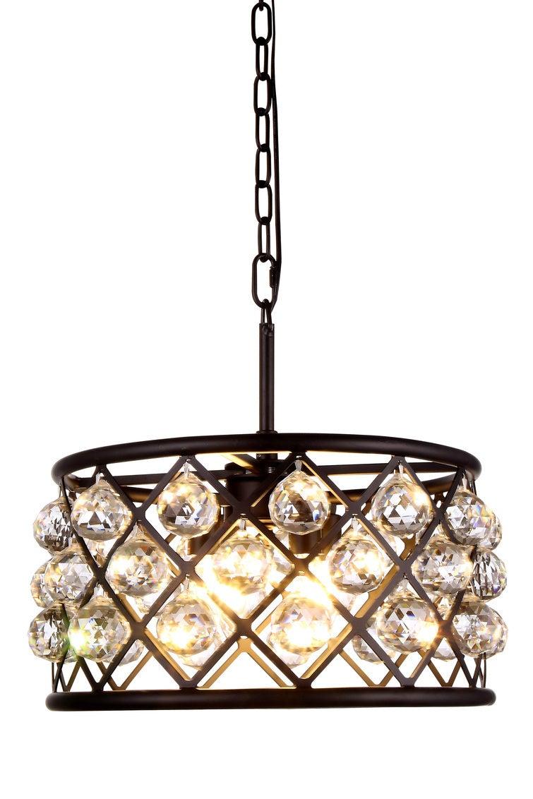 Steel with Clear Crystal Drop Drum Shade Pendant / Chandelier - LV LIGHTING