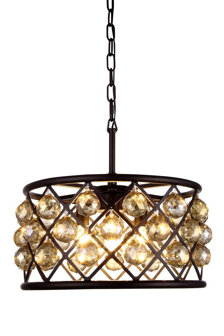 Steel with Clear Crystal Drop Drum Shade Pendant / Chandelier - LV LIGHTING