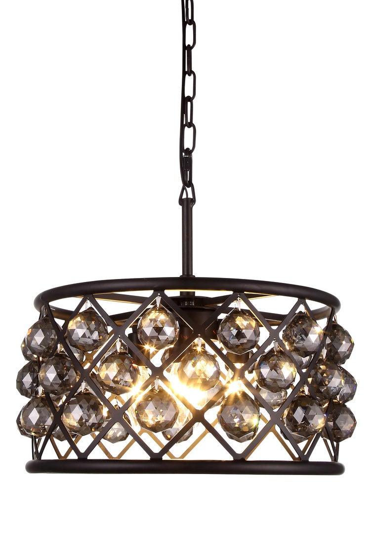 Steel with Clear Crystal Drop Drum Shade Pendant / Chandelier - LV LIGHTING