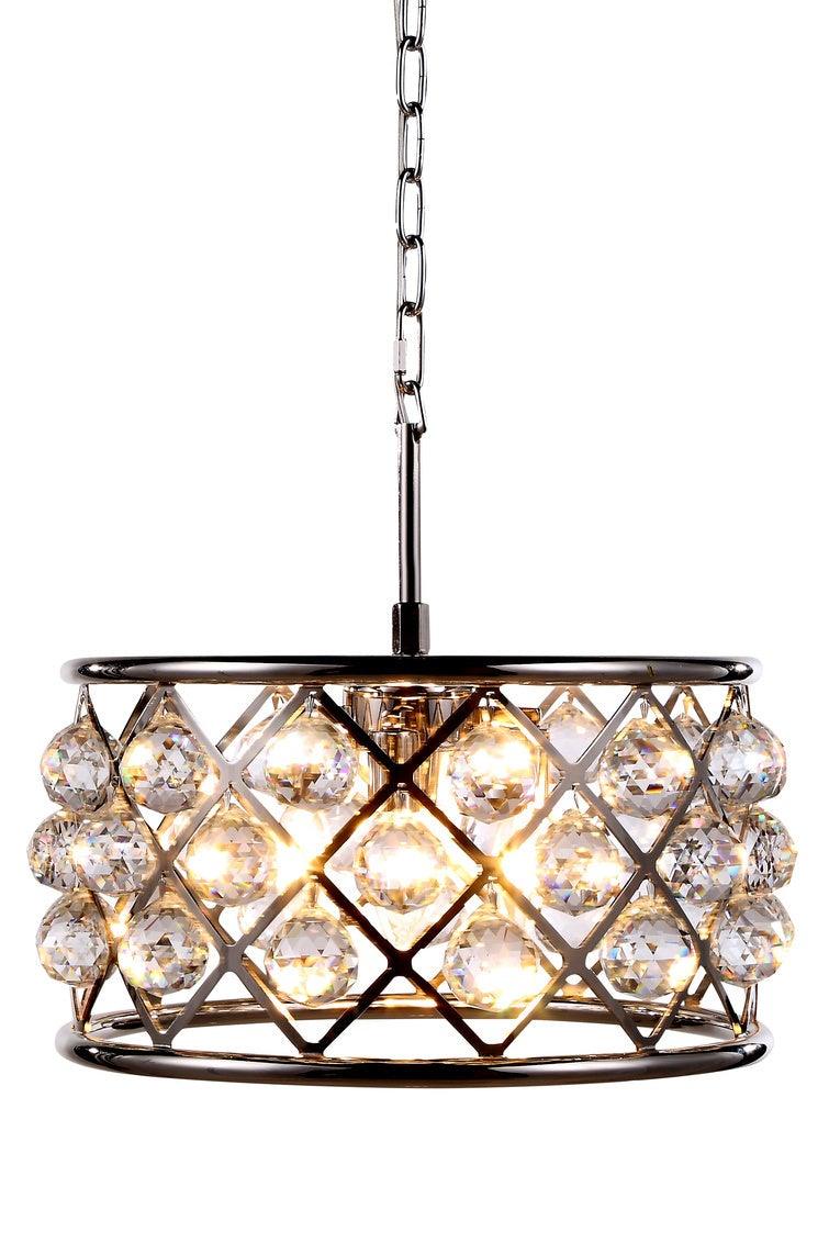 Steel with Clear Crystal Drop Drum Shade Pendant / Chandelier - LV LIGHTING