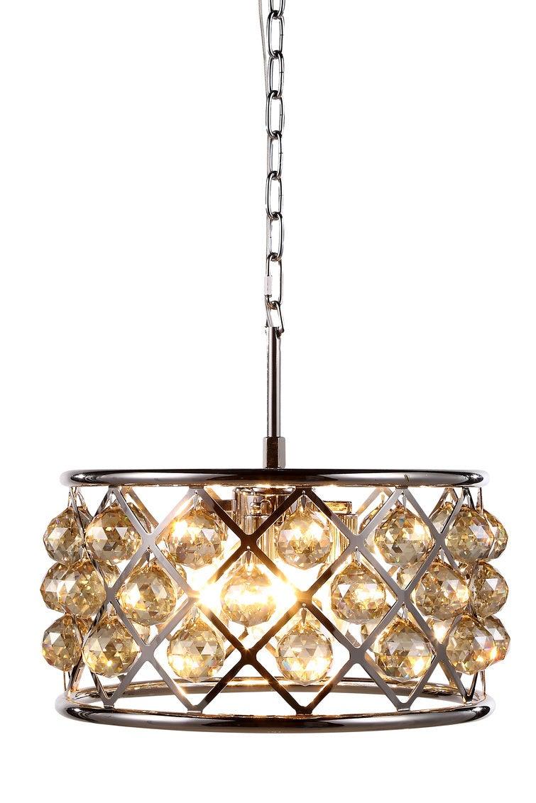 Steel with Clear Crystal Drop Drum Shade Pendant / Chandelier - LV LIGHTING