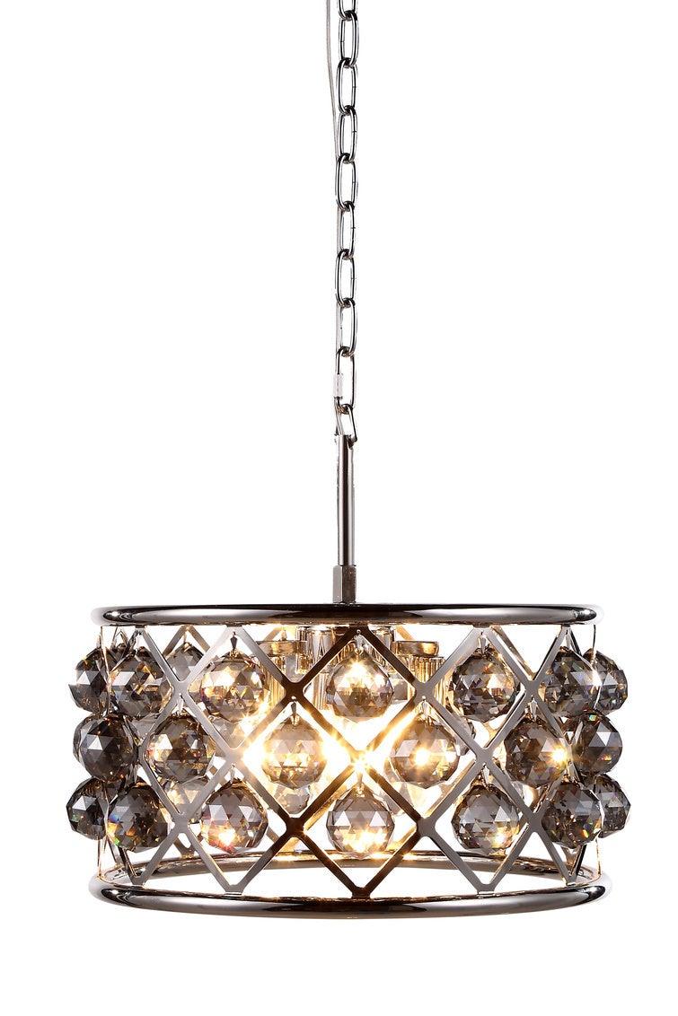Steel with Clear Crystal Drop Drum Shade Pendant / Chandelier - LV LIGHTING