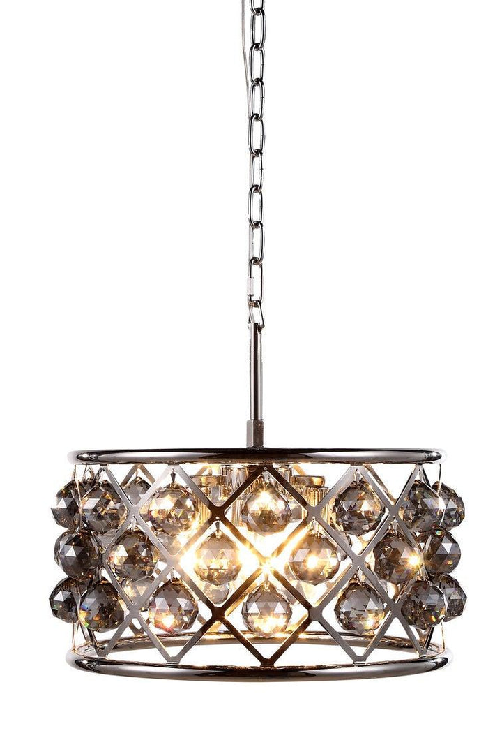 Steel with Clear Crystal Drop Drum Shade Pendant / Chandelier - LV LIGHTING