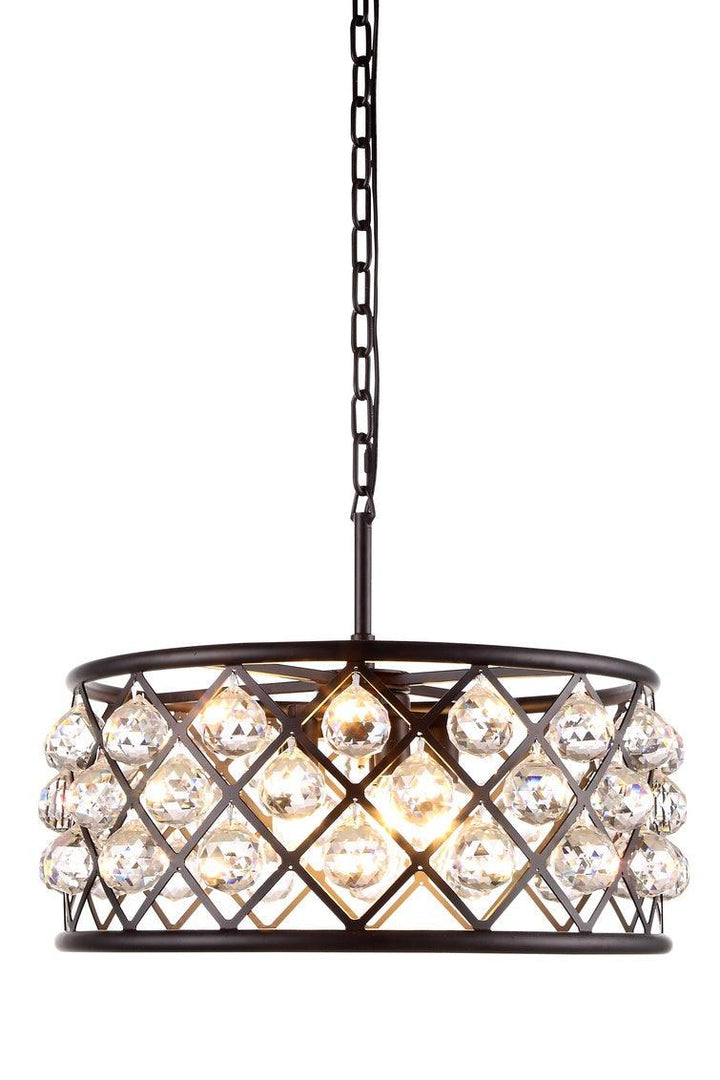 Steel with Clear Crystal Drop Drum Shade Pendant / Chandelier - LV LIGHTING