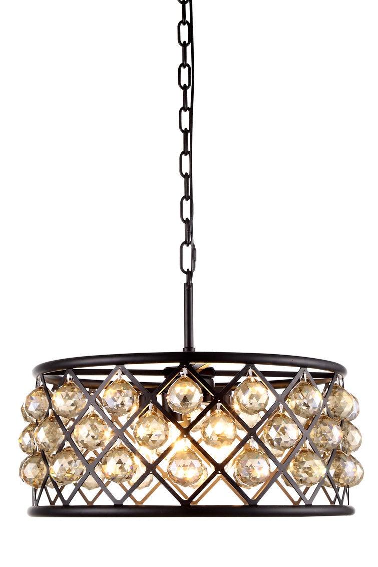 Steel with Clear Crystal Drop Drum Shade Pendant / Chandelier - LV LIGHTING