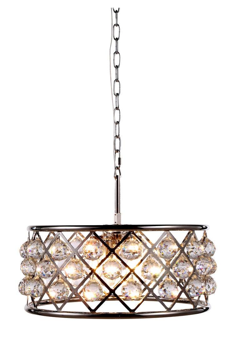 Steel with Clear Crystal Drop Drum Shade Pendant / Chandelier - LV LIGHTING