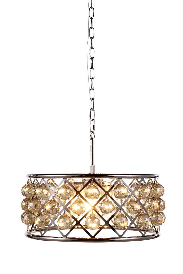 Steel with Clear Crystal Drop Drum Shade Pendant / Chandelier - LV LIGHTING