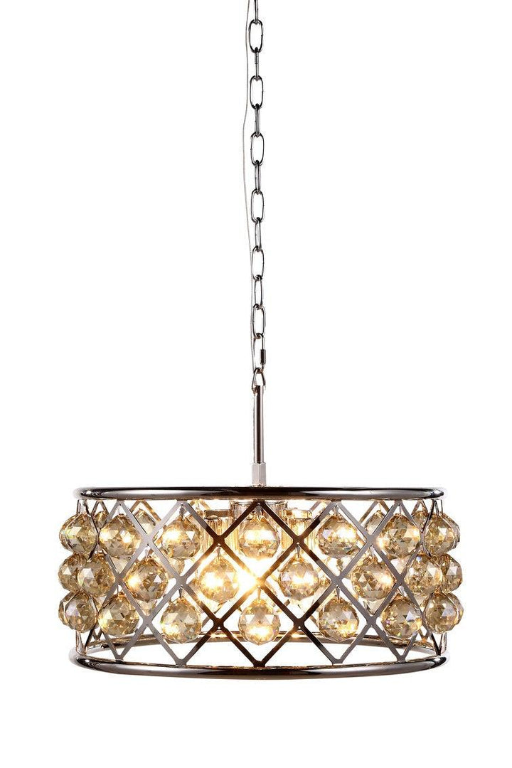 Steel with Clear Crystal Drop Drum Shade Pendant / Chandelier - LV LIGHTING