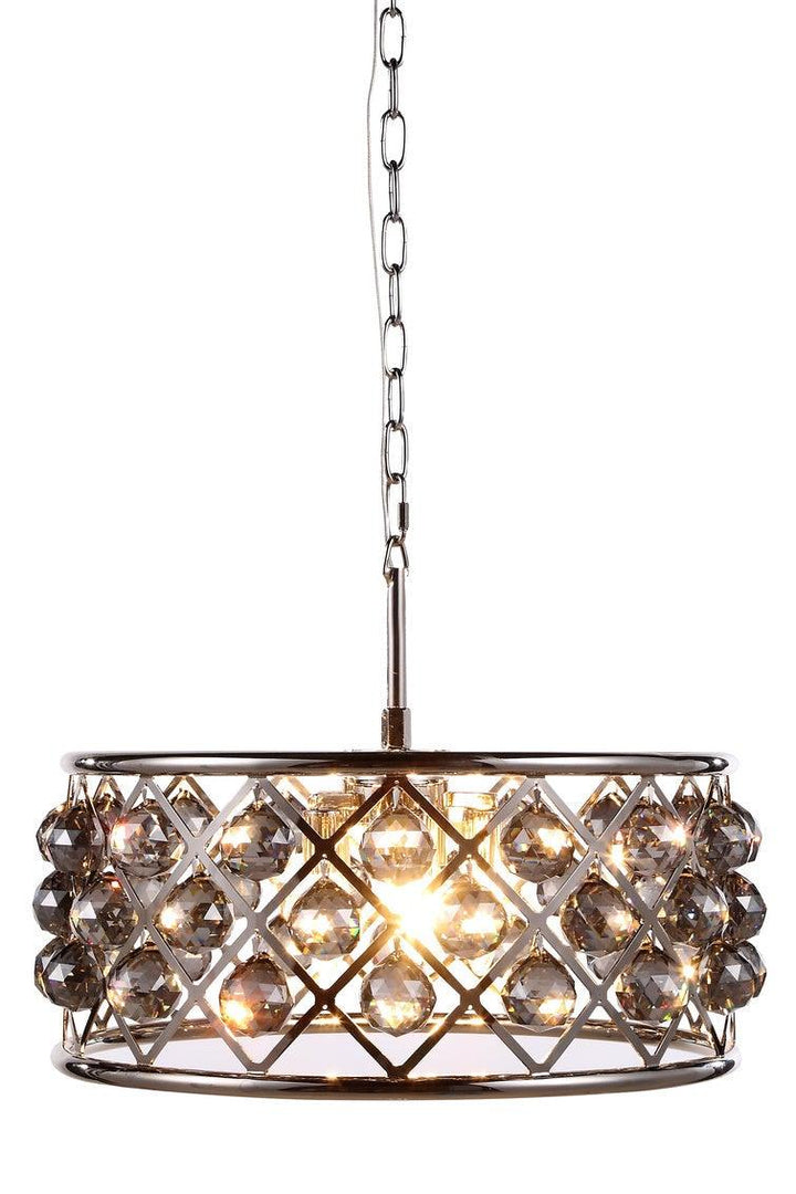 Steel with Clear Crystal Drop Drum Shade Pendant / Chandelier - LV LIGHTING