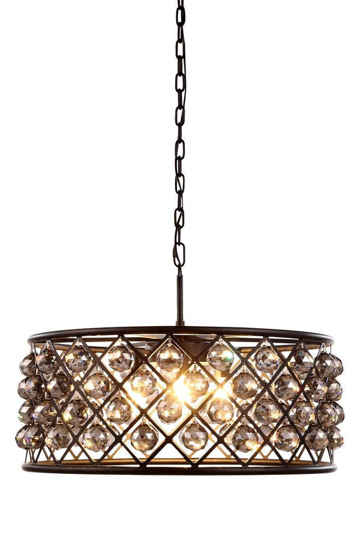 Steel with Clear Crystal Drop Drum Shade Pendant / Chandelier - LV LIGHTING
