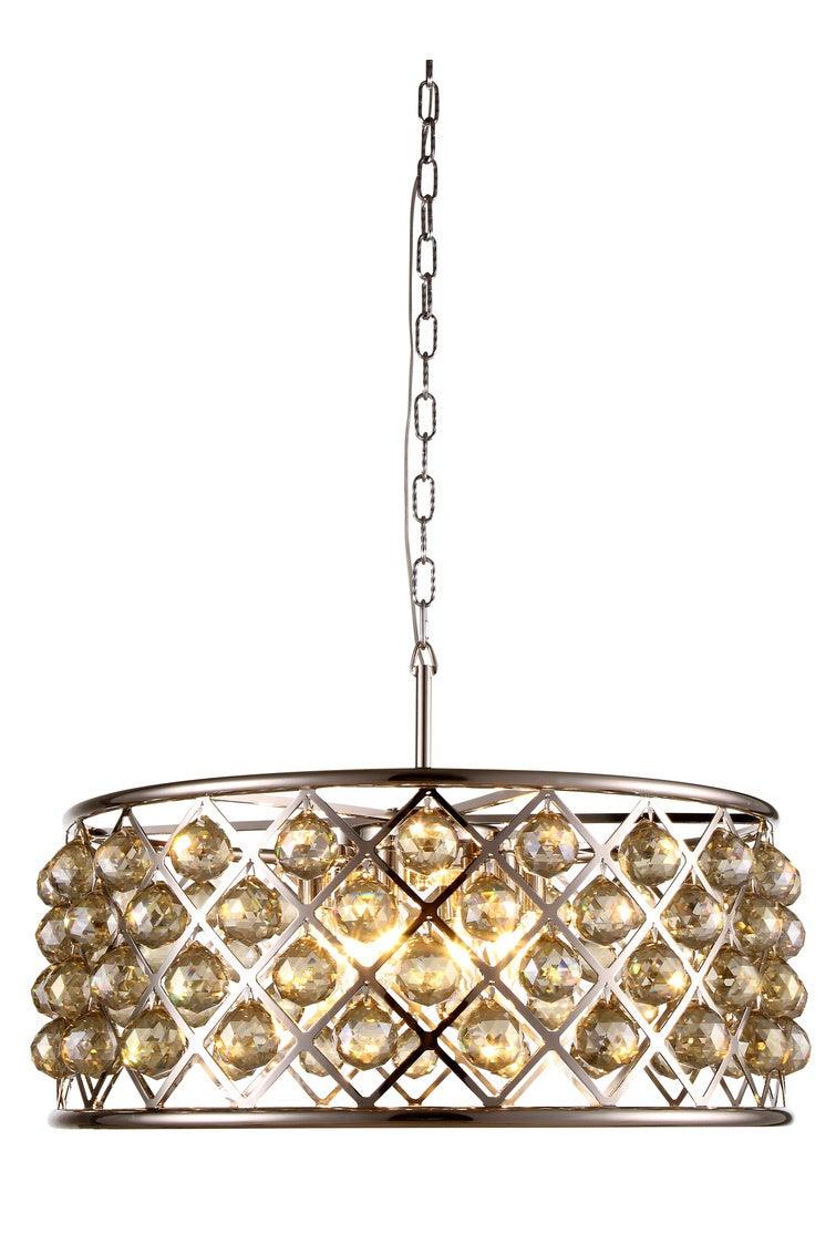 Steel with Clear Crystal Drop Drum Shade Pendant / Chandelier - LV LIGHTING