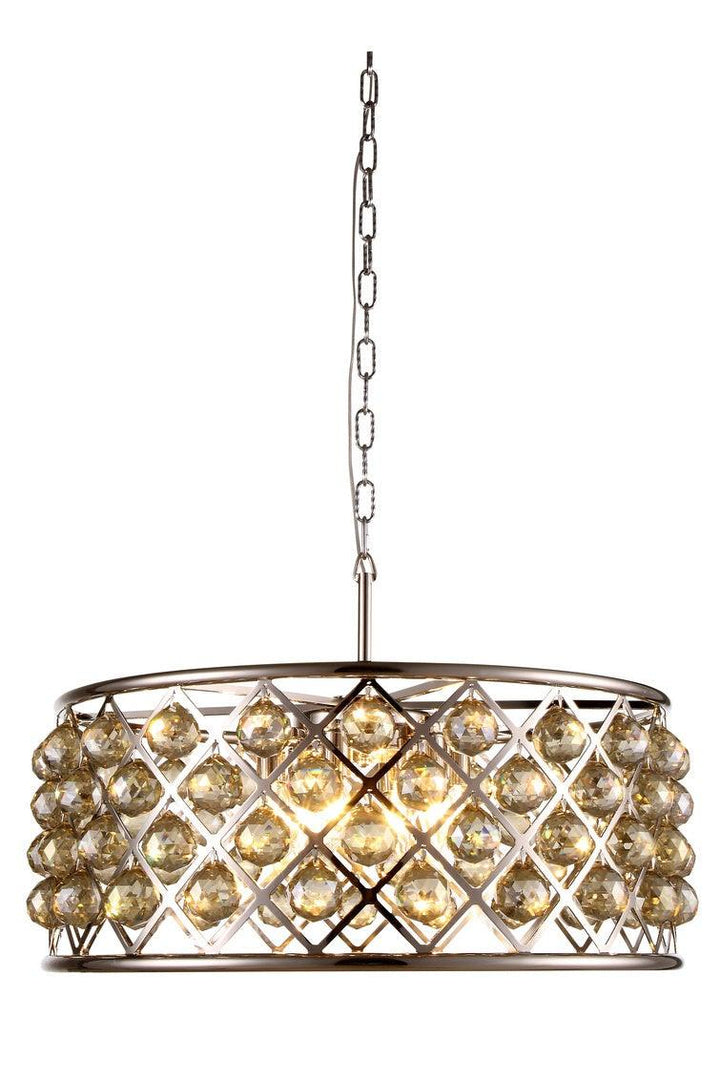 Steel with Clear Crystal Drop Drum Shade Pendant / Chandelier - LV LIGHTING