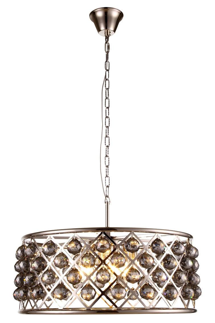 Steel with Clear Crystal Drop Drum Shade Pendant / Chandelier - LV LIGHTING