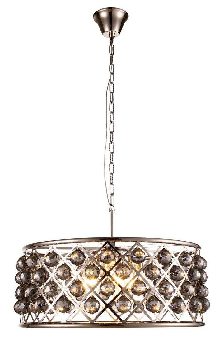 Steel with Clear Crystal Drop Drum Shade Pendant / Chandelier - LV LIGHTING