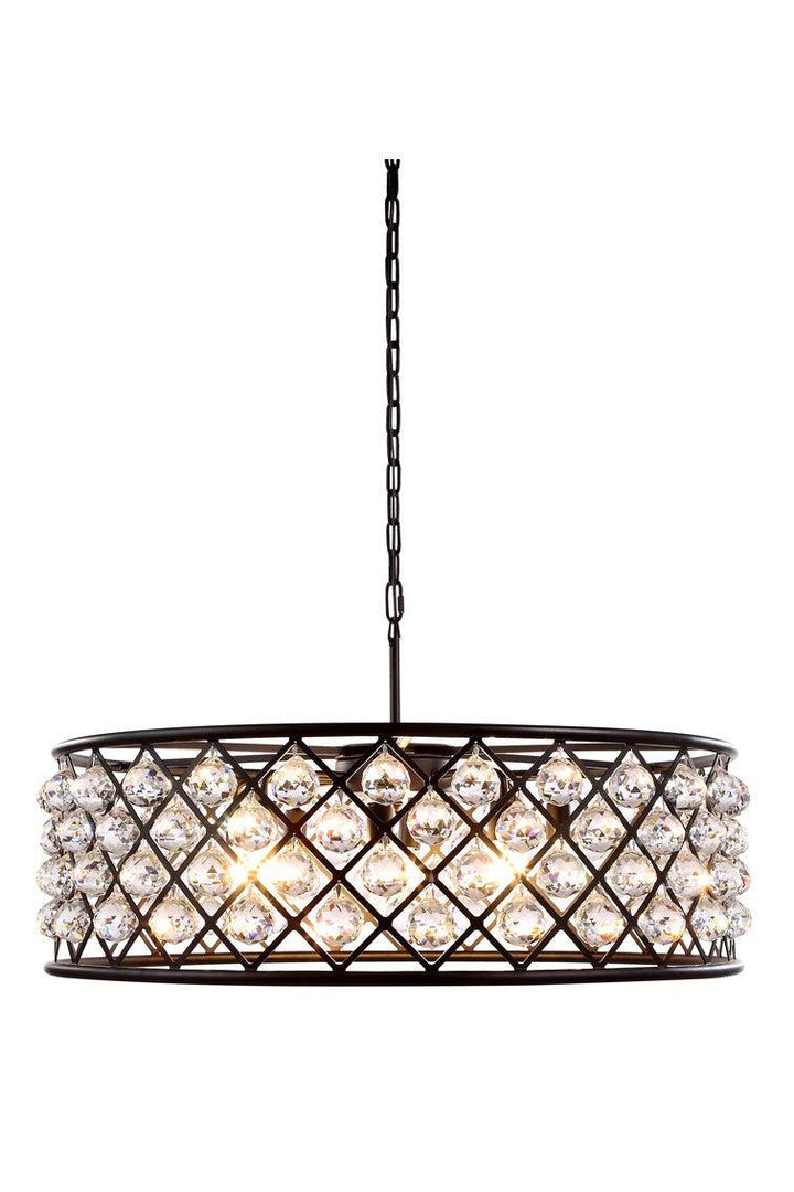 Steel with Clear Crystal Drop Drum Shade Pendant / Chandelier - LV LIGHTING