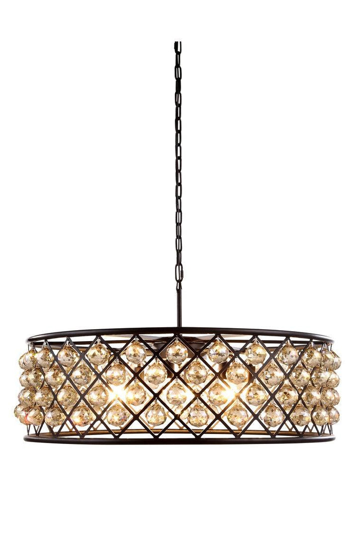 Steel with Clear Crystal Drop Drum Shade Pendant / Chandelier - LV LIGHTING