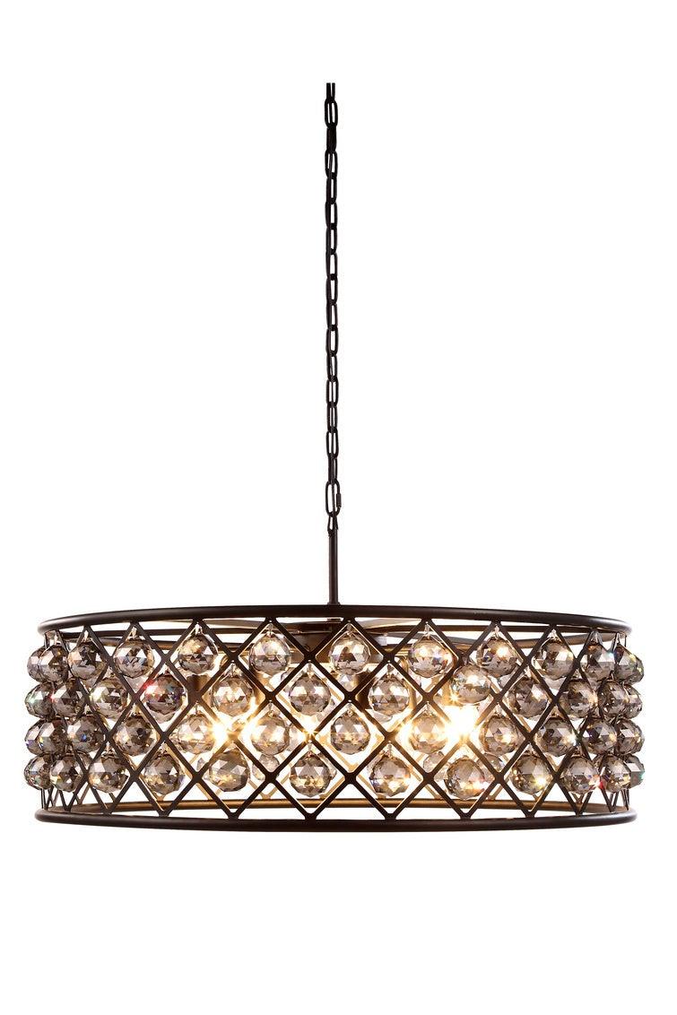 Steel with Clear Crystal Drop Drum Shade Pendant / Chandelier - LV LIGHTING