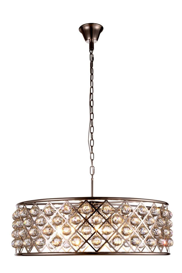 Steel with Clear Crystal Drop Drum Shade Pendant / Chandelier - LV LIGHTING
