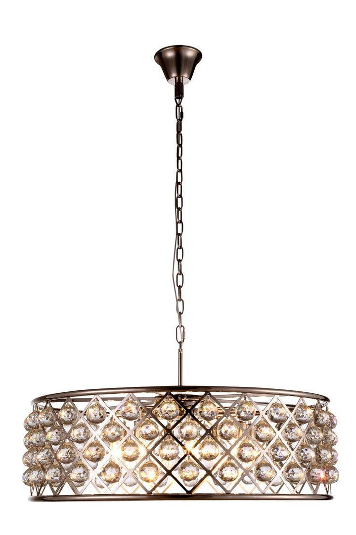 Steel with Clear Crystal Drop Drum Shade Pendant / Chandelier - LV LIGHTING