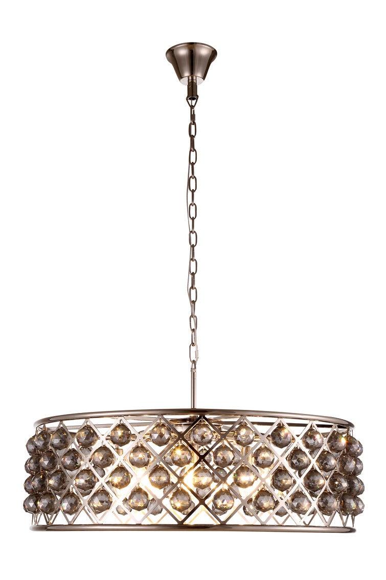 Steel with Clear Crystal Drop Drum Shade Pendant / Chandelier - LV LIGHTING