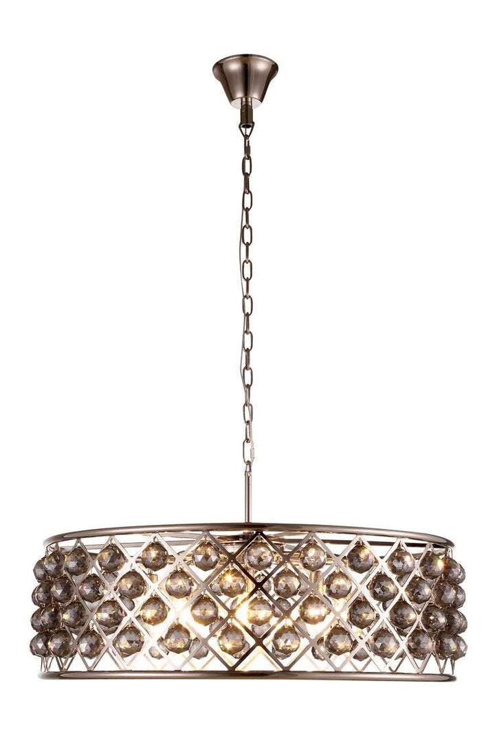 Steel with Clear Crystal Drop Drum Shade Pendant / Chandelier - LV LIGHTING
