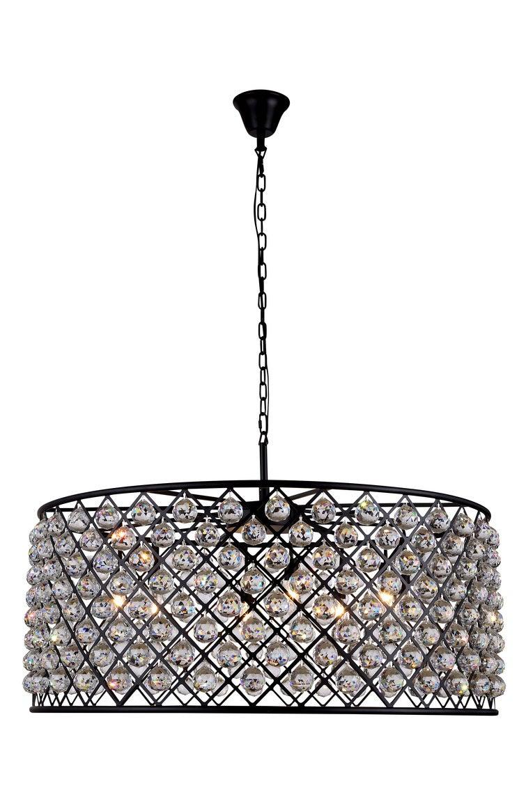 Steel with Clear Crystal Drop Drum Shade Pendant / Chandelier - LV LIGHTING