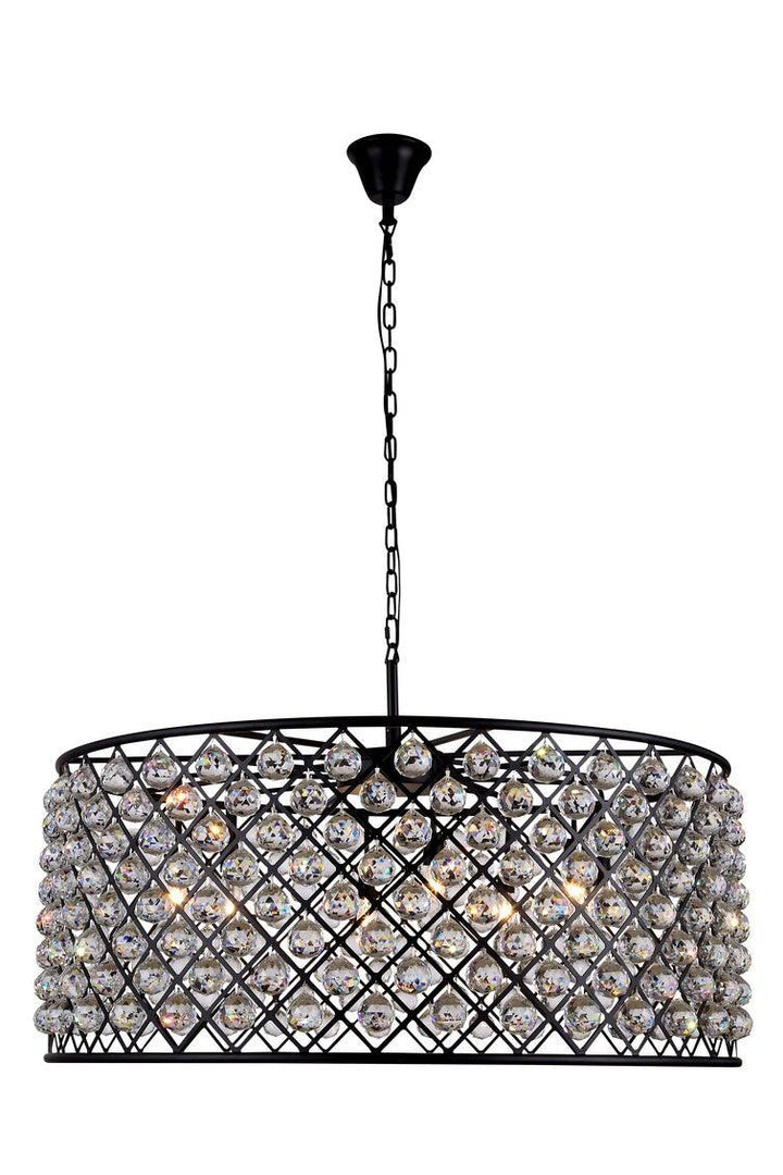 Steel with Clear Crystal Drop Drum Shade Pendant / Chandelier - LV LIGHTING