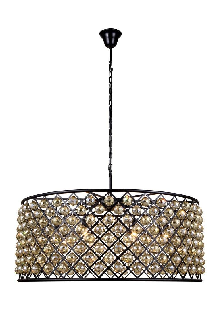 Steel with Clear Crystal Drop Drum Shade Pendant / Chandelier - LV LIGHTING