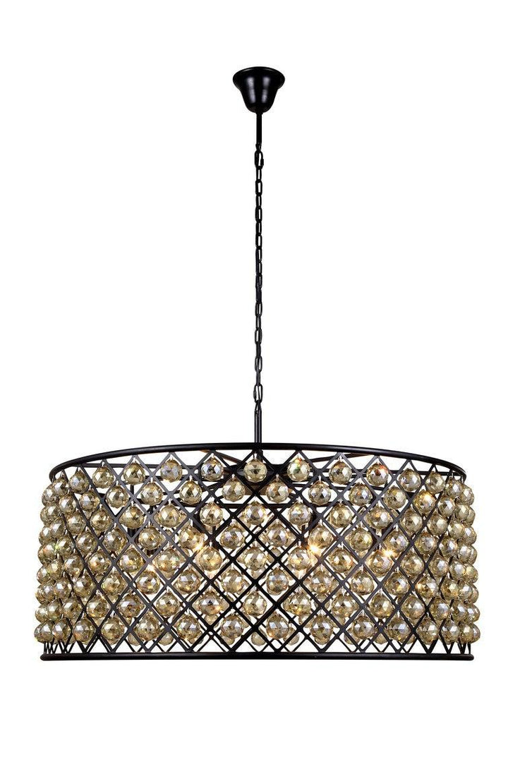 Steel with Clear Crystal Drop Drum Shade Pendant / Chandelier - LV LIGHTING