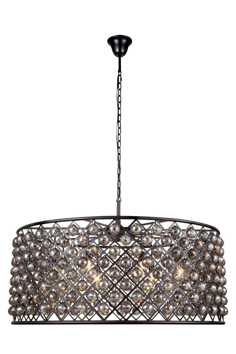 Steel with Clear Crystal Drop Drum Shade Pendant / Chandelier - LV LIGHTING