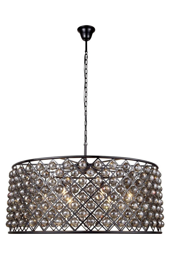 Steel with Clear Crystal Drop Drum Shade Pendant / Chandelier - LV LIGHTING