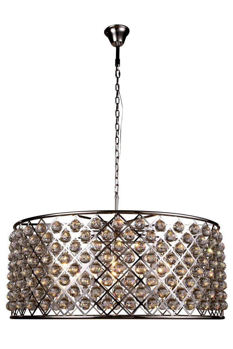 Steel with Clear Crystal Drop Drum Shade Pendant / Chandelier - LV LIGHTING