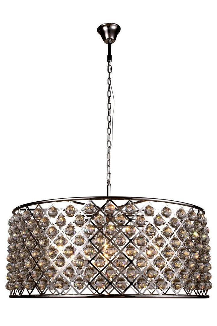 Steel with Clear Crystal Drop Drum Shade Pendant / Chandelier - LV LIGHTING