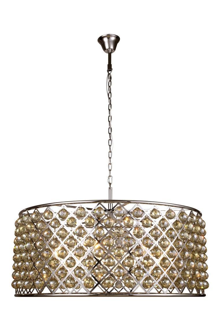 Steel with Clear Crystal Drop Drum Shade Pendant / Chandelier - LV LIGHTING