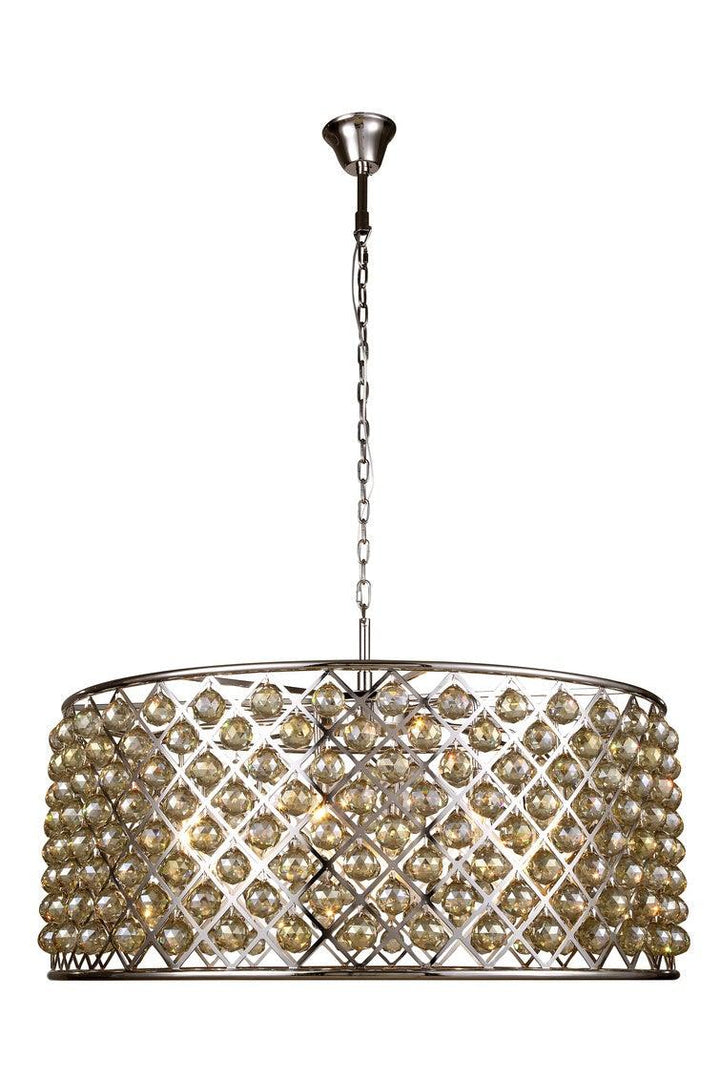 Steel with Clear Crystal Drop Drum Shade Pendant / Chandelier - LV LIGHTING